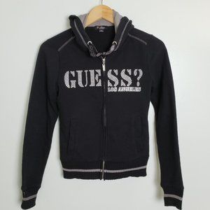 Guess Full Zip Black Hoodie Women's Sz XS